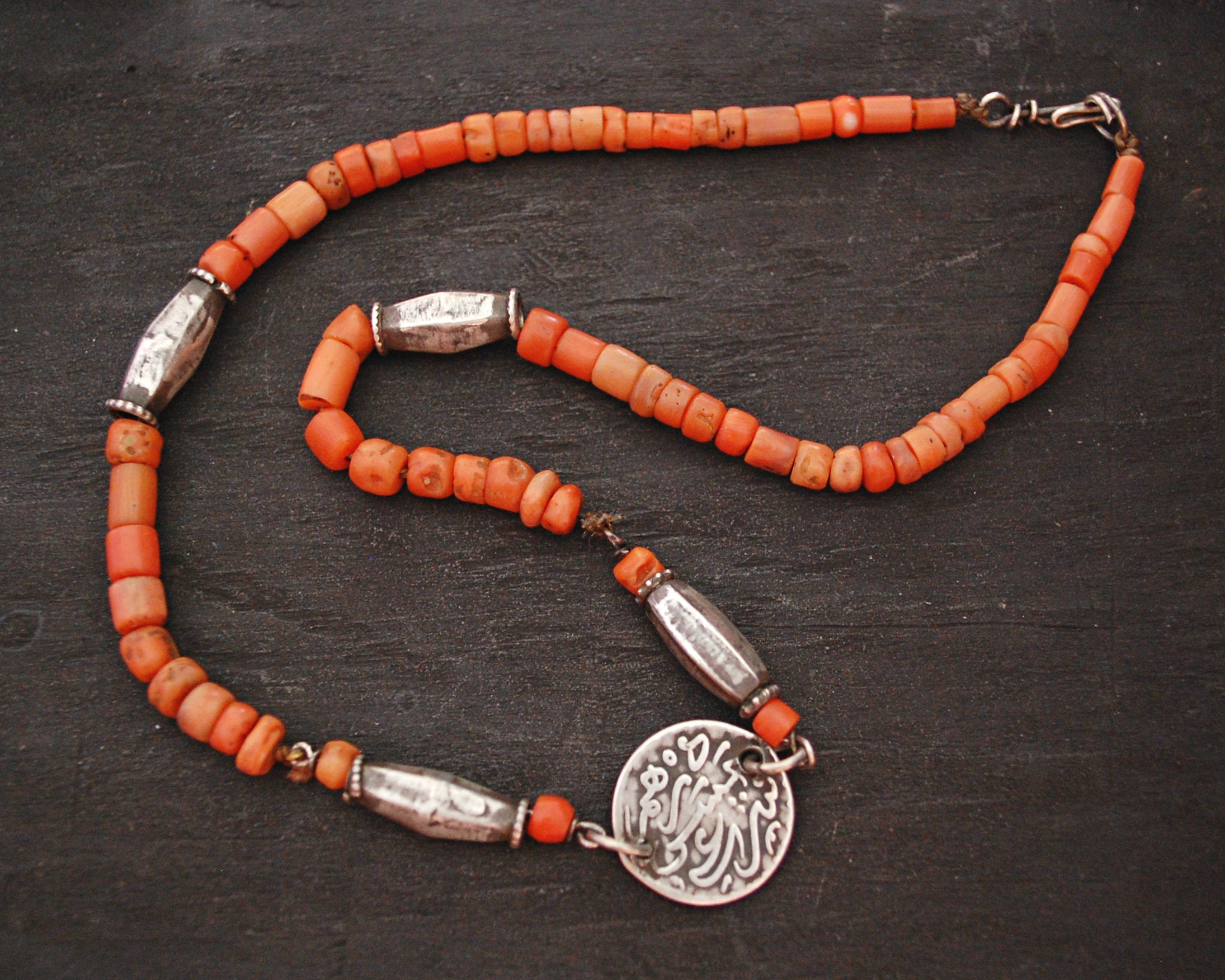 Old Berber Coin and Coral Necklace