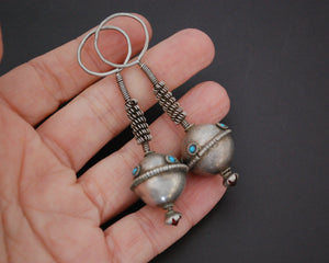 Old Afghani Earrings with Turquoise and Glass
