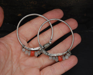 Old Berber Hoop Earrings with Coral