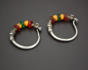 Tribal Indian Hoop Earrings with Colorful Beads