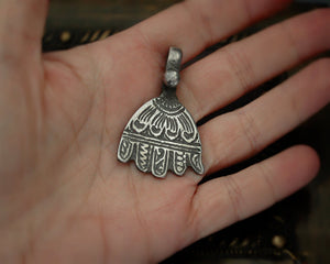 Old Berber Hamsa Silver Pendant