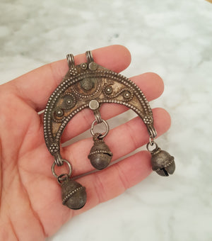 Old Crescent Amulet with Bells from Yemen