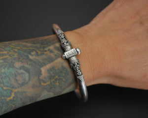 Ethnic Indian Silver Bracelet with Hinge