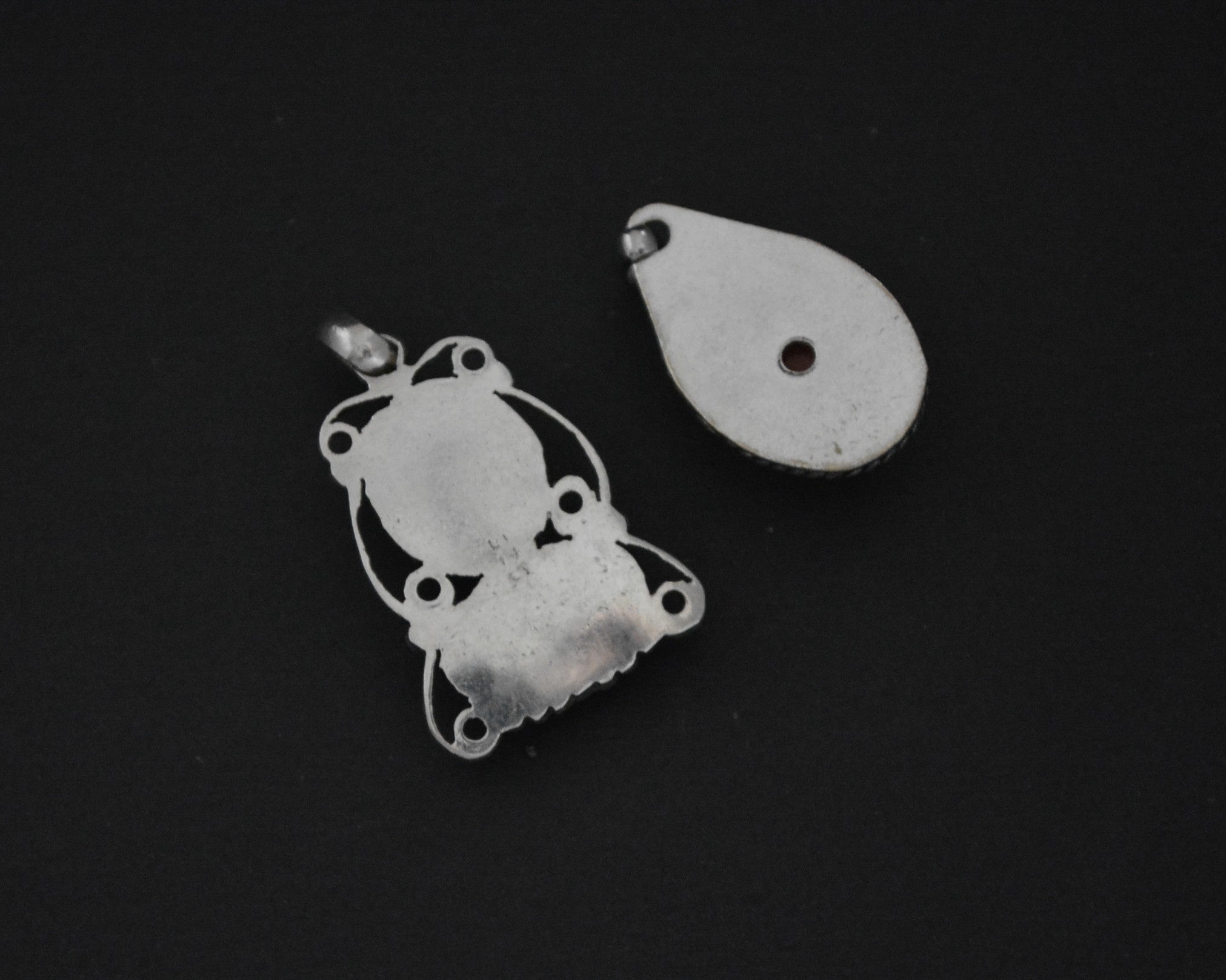 Set Nepali Turquoise Coral Pendants - Set of Two