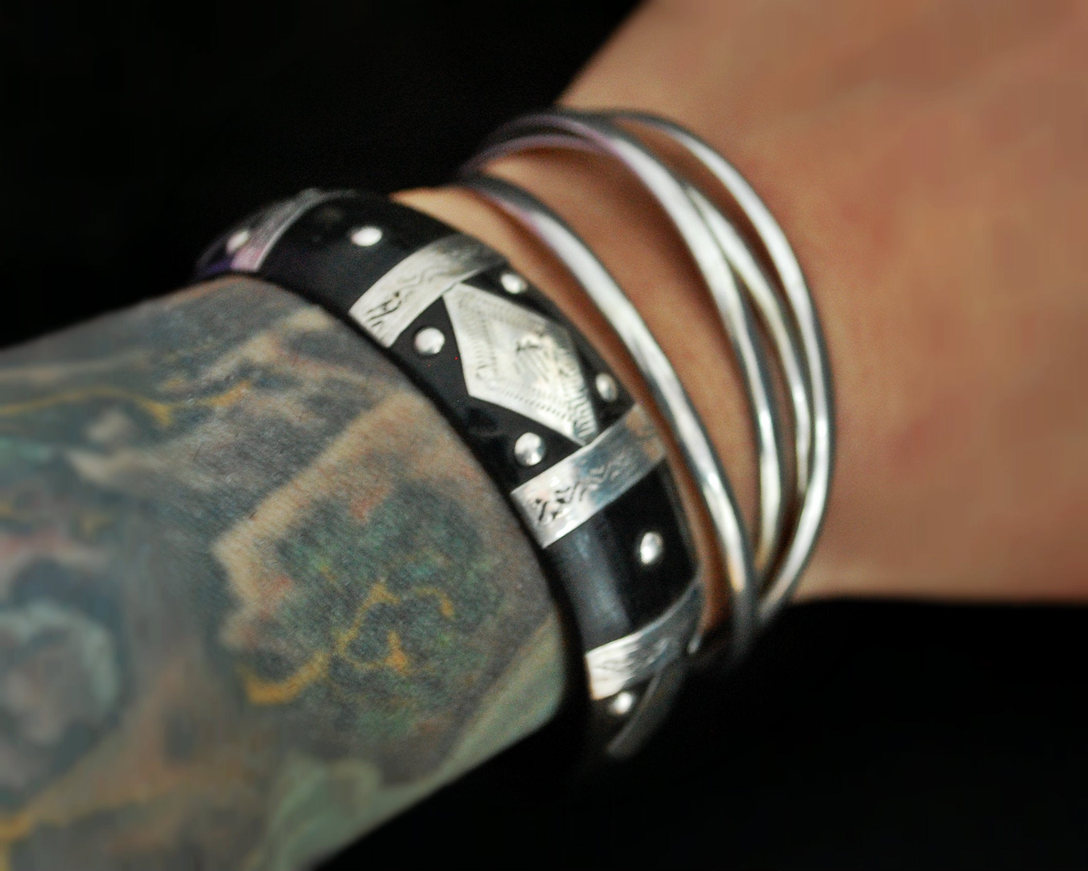 Tuareg Silver Cuff Bracelet with Engravings
