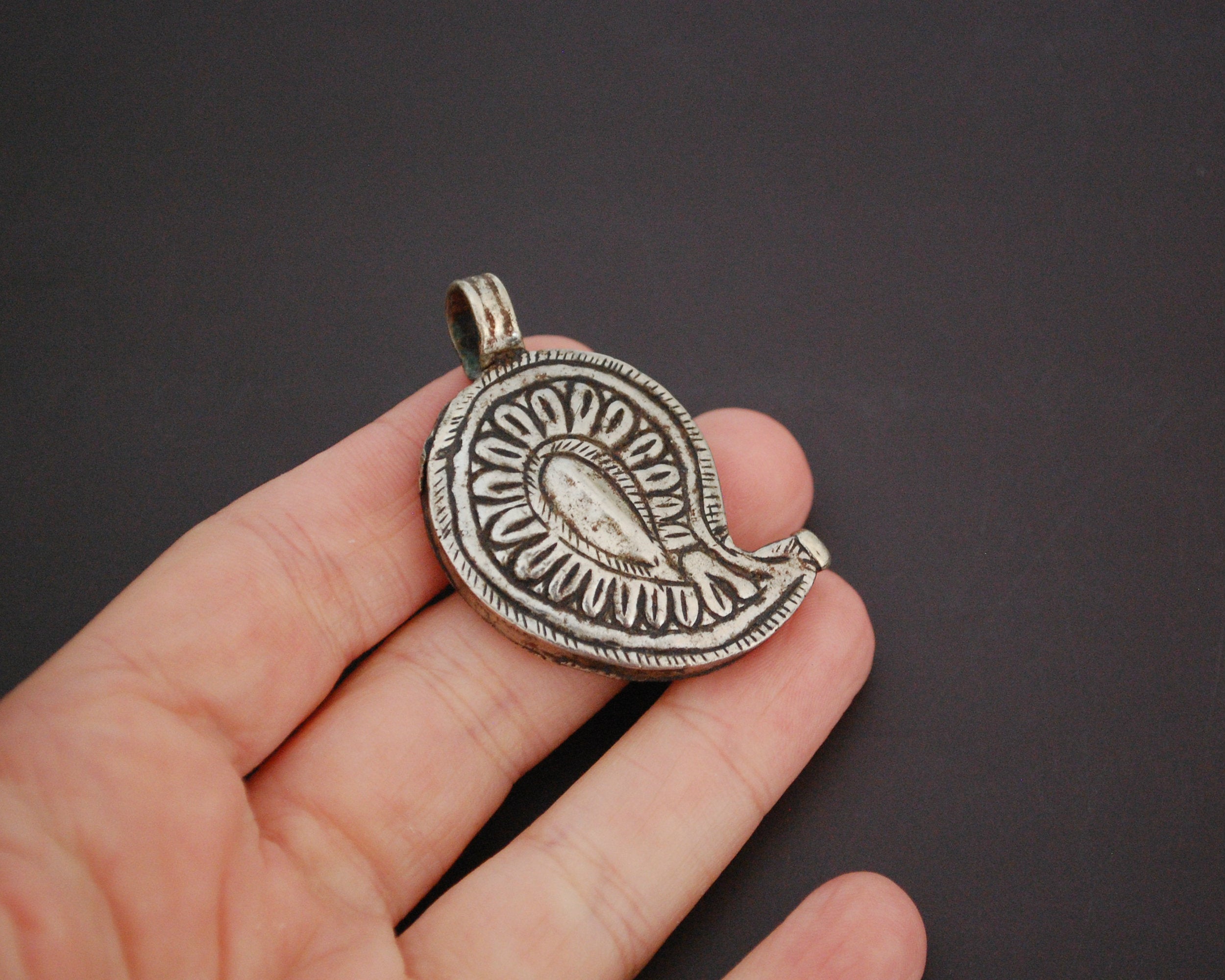 Indian Tribal Paisley Silver Pendant