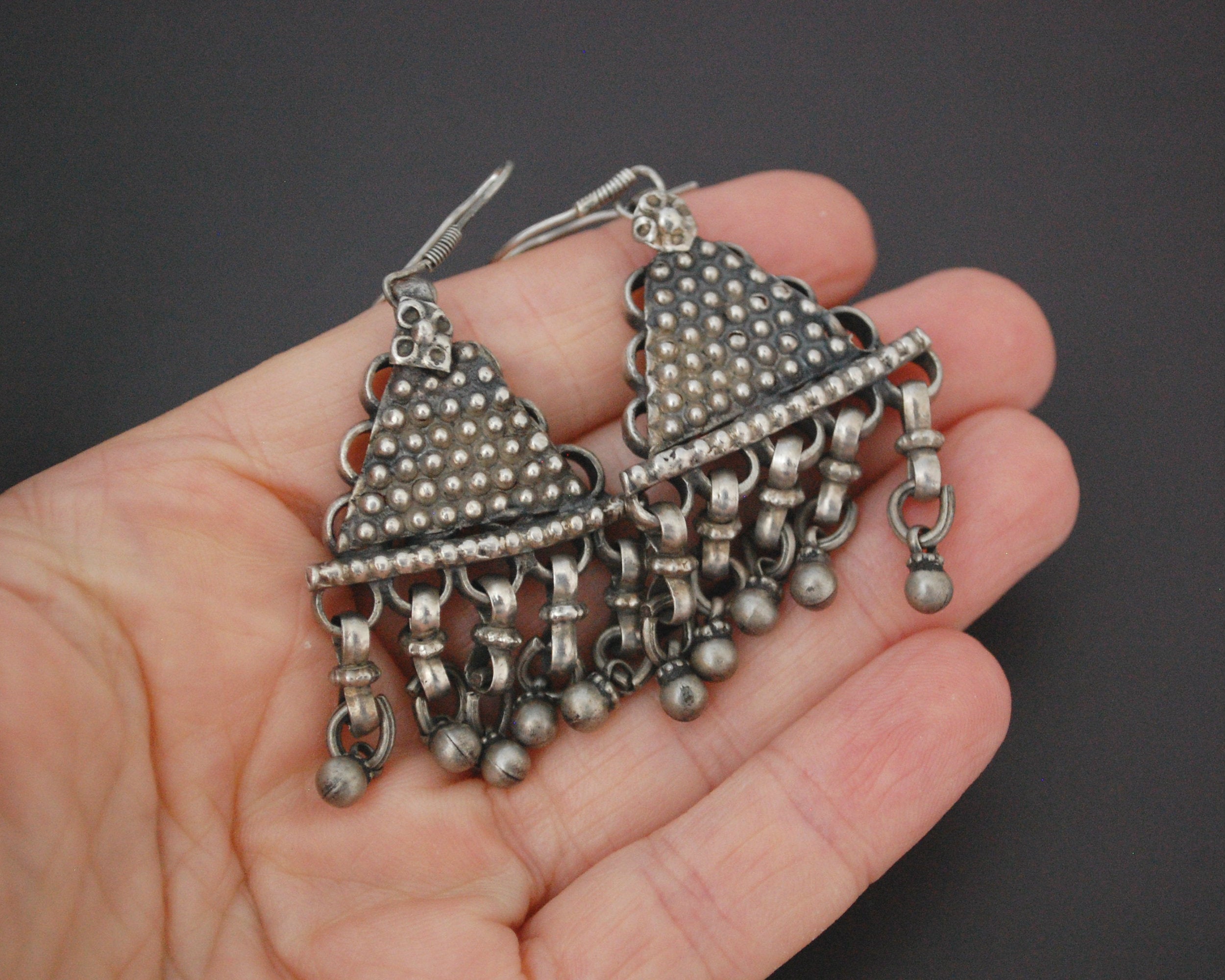 Indian Tribal Earrings with Bell Dangles