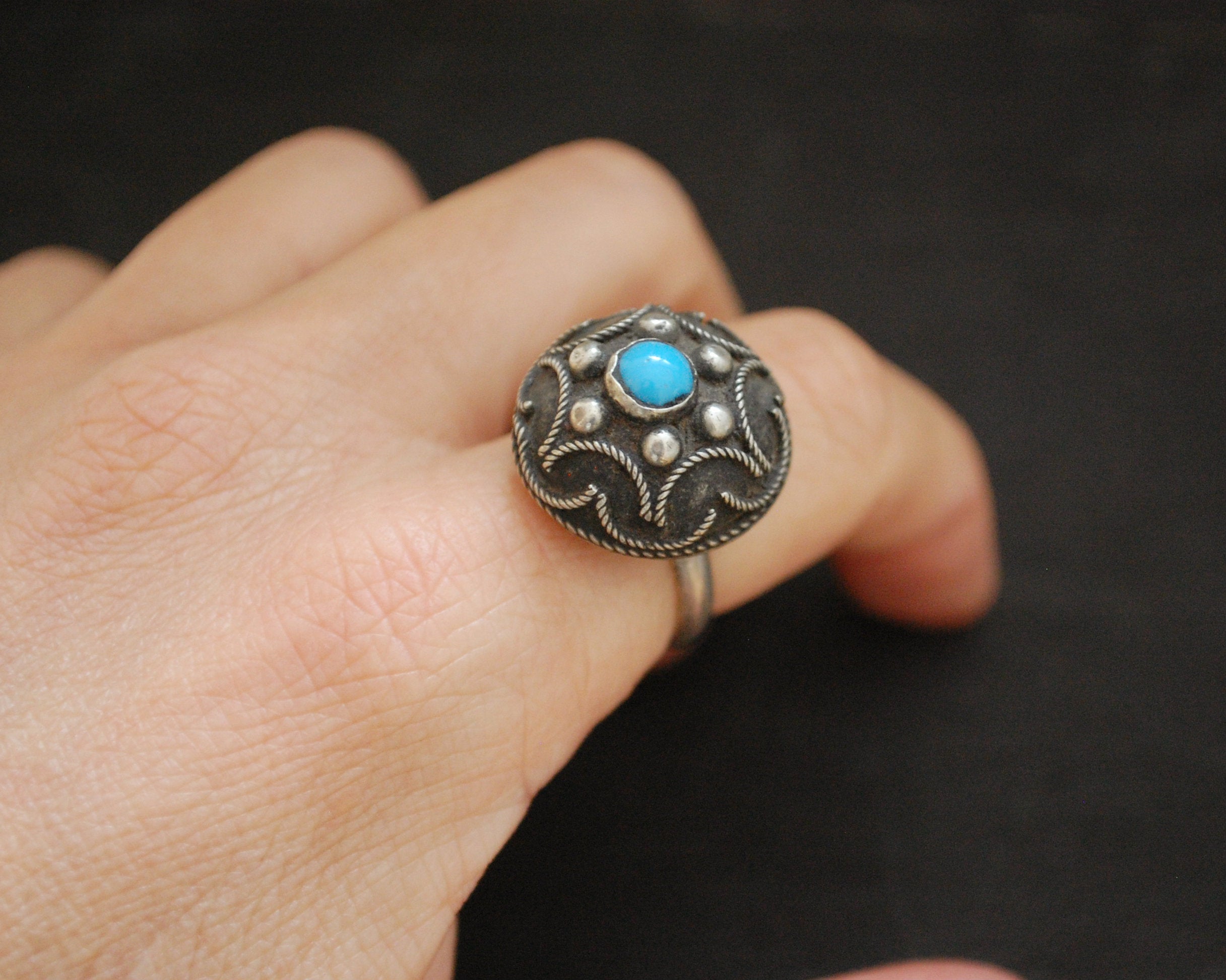 Ethnic Turquoise Ring - Size 7