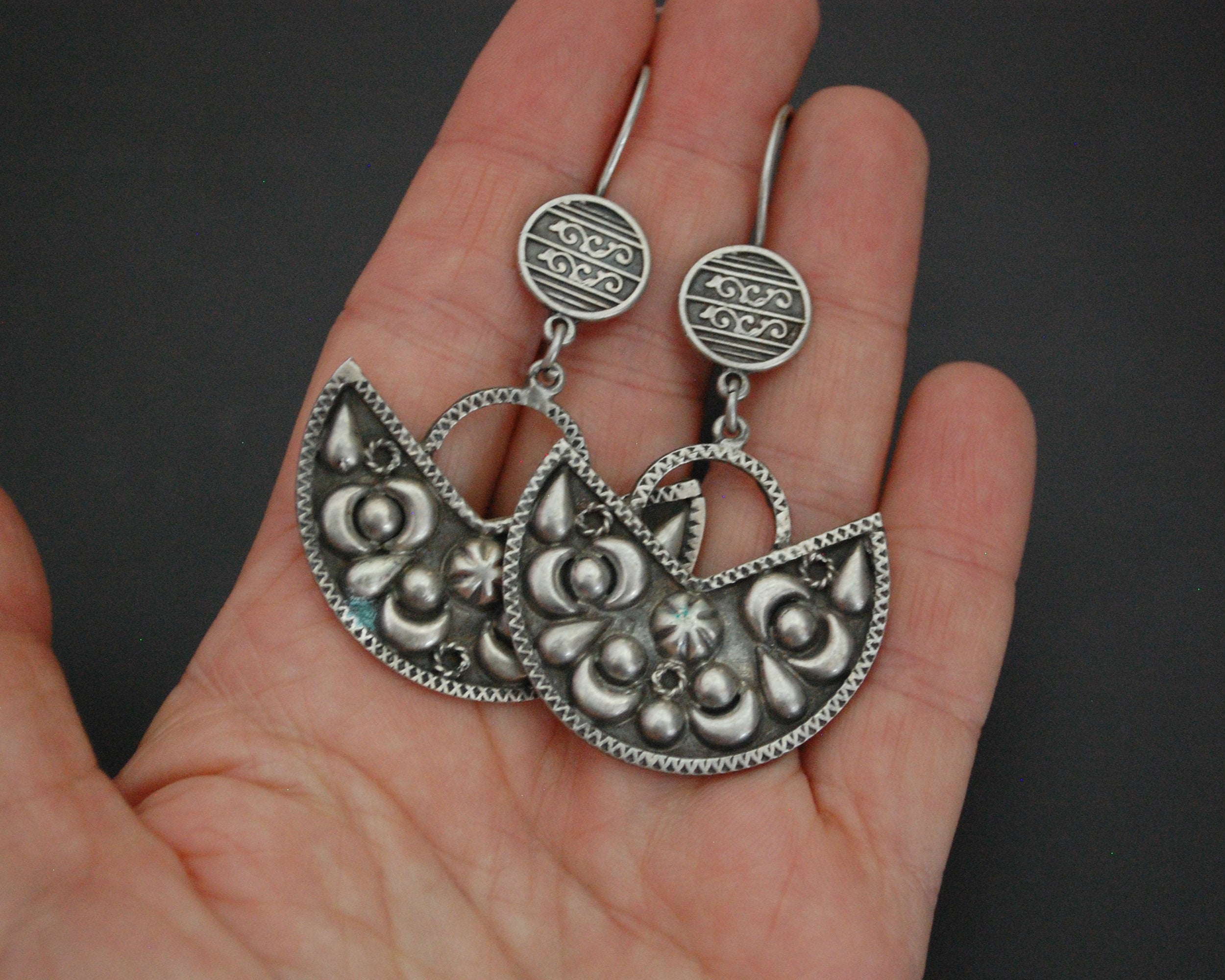 Egyptian Silver Dangle Earrings