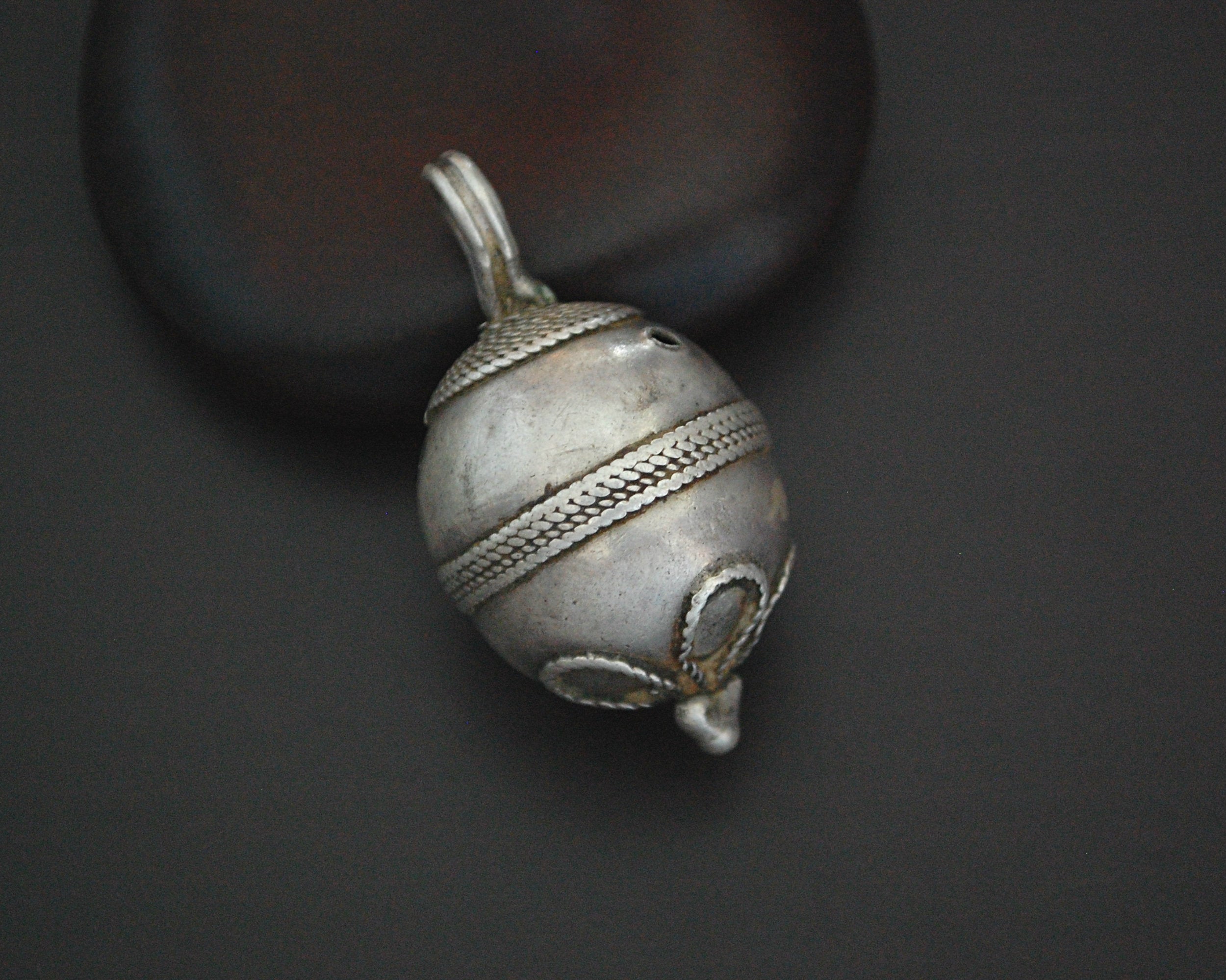 Turkmen Silver Bead Pendant - Large