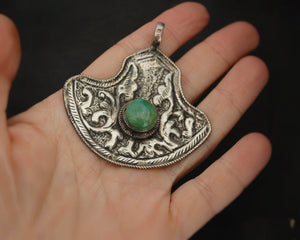 Ethnic Indian Turquoise Sterling Silver Pendant