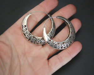 Ethnic Hoop Earrings with Flower Design