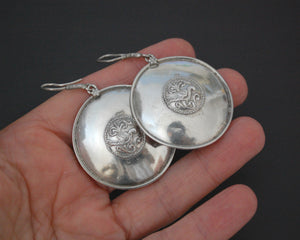 Indian Silver Peacock Disc Earrings