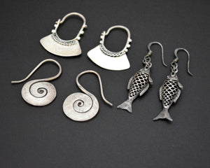 Set of Three Ethnic Silver Dangle Earrings