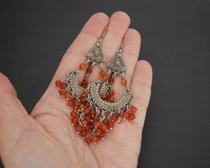 Ethnic Carnelian Chandelier Dangle Earrings from India