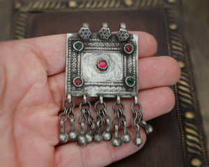 Antique Afghani Silver Pendant with Tassels