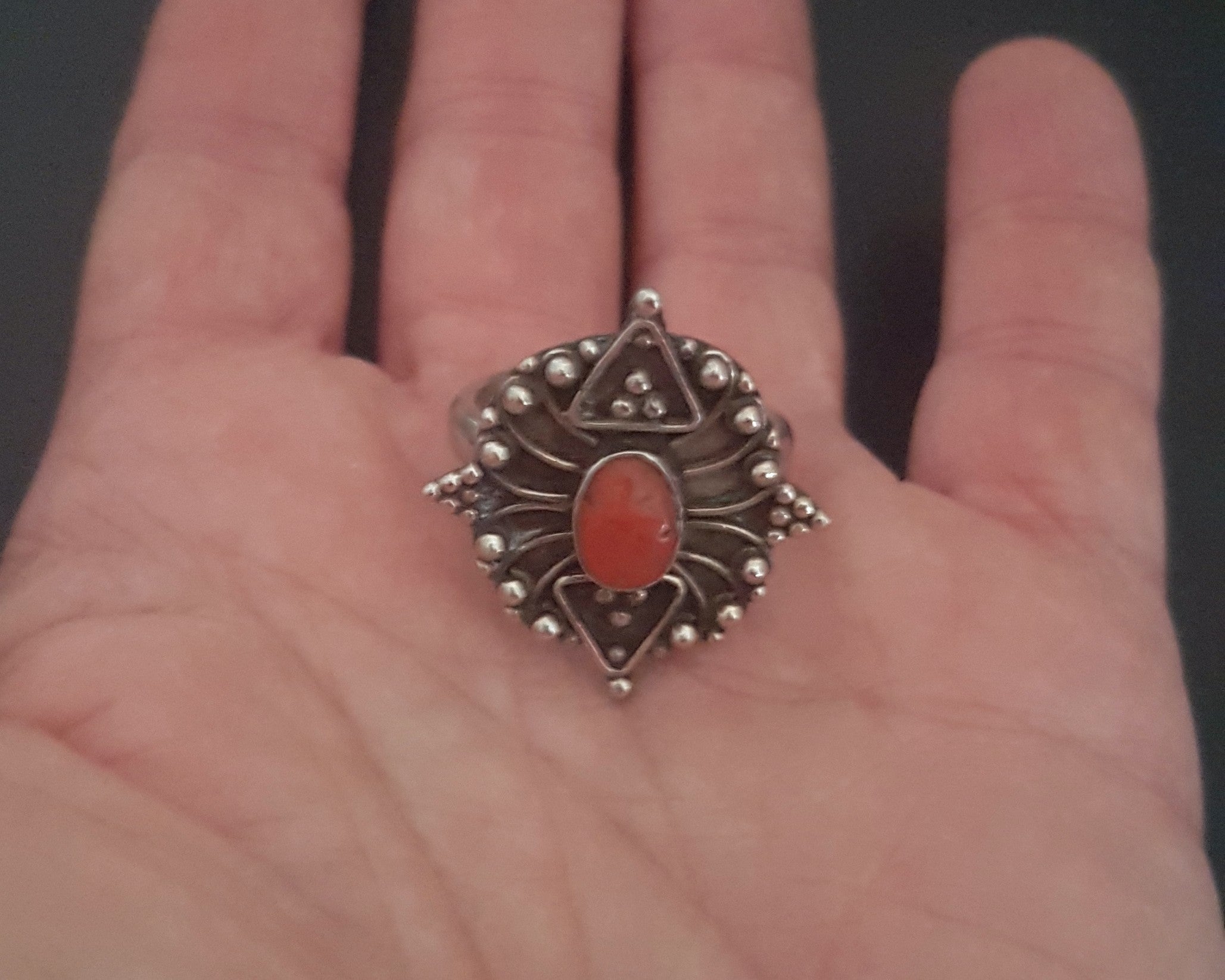 Ethnic Coral Ring - Size 8.5