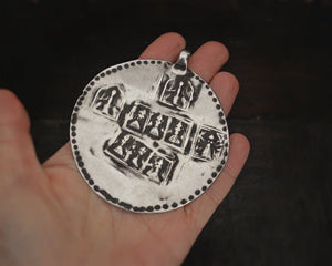 Huge Hindu Silver Amulet Pendant