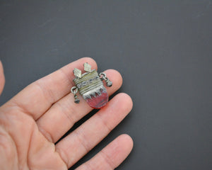 Yemeni Red Glass Pendant with Bells