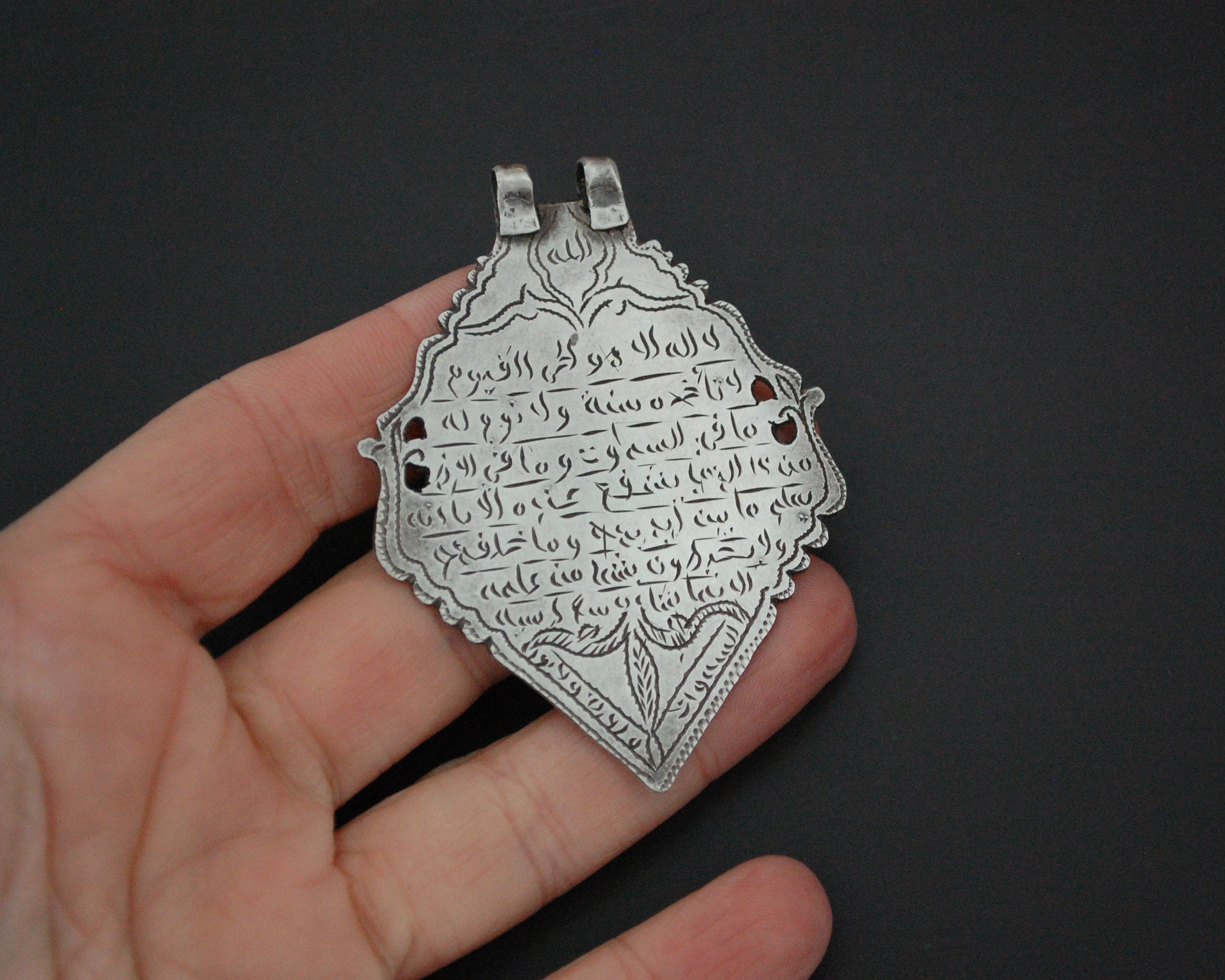 Large Arabic Script Pendant with Double Bale
