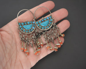 Uzbek Coral Turquoise Earrings