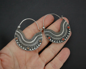 Ethnic Coral Hoop Earrings