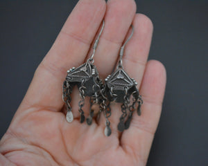 Set of Three Ethnic Silver Turquoise Dangle Earrings