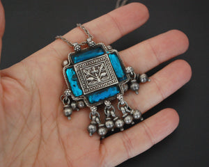 Rajasthani Silver Amulet with Glass and Bells Necklace