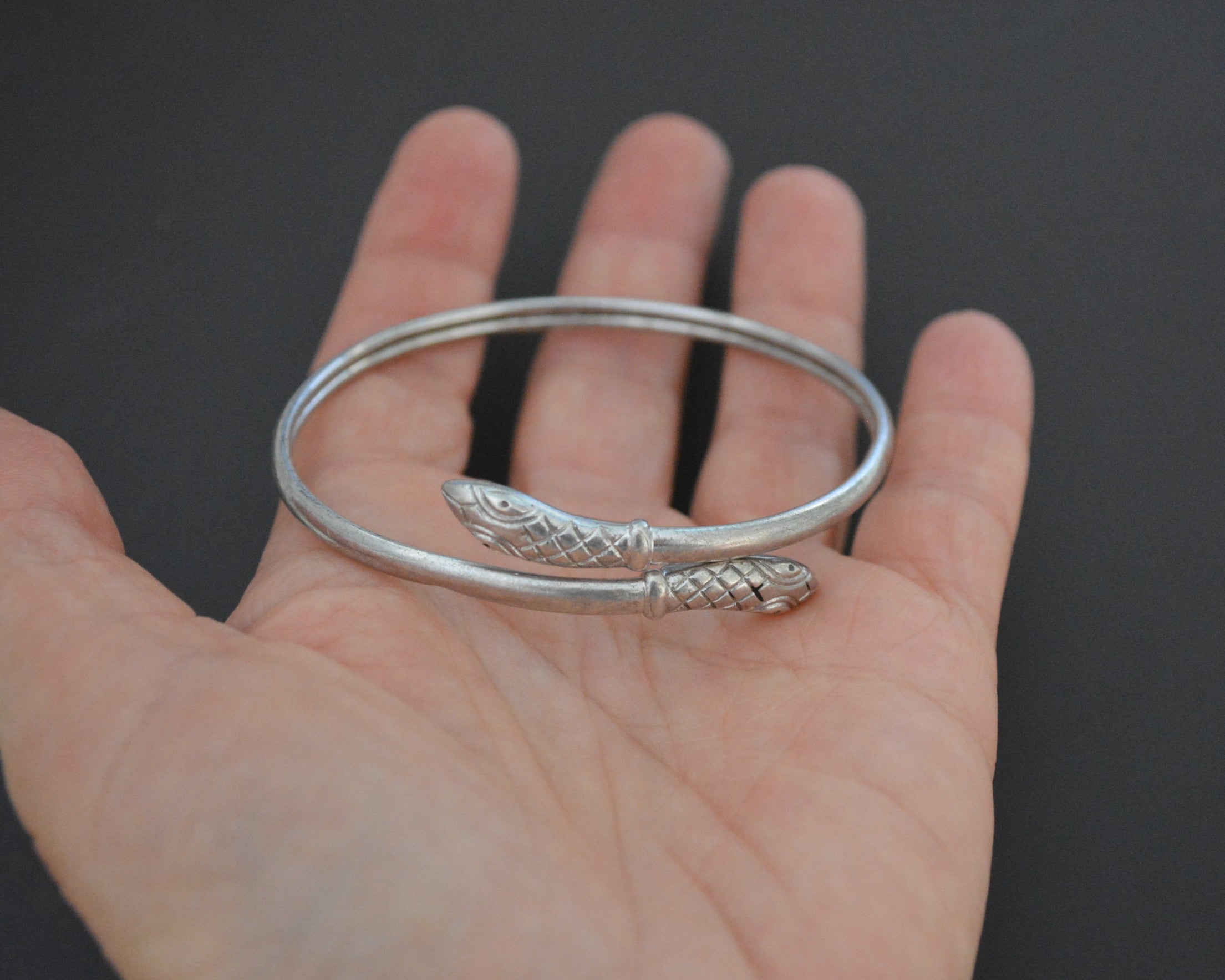 Reserved for L. - Vintage Silver Snake Bracelet - Adjustable - Snake Jewelry