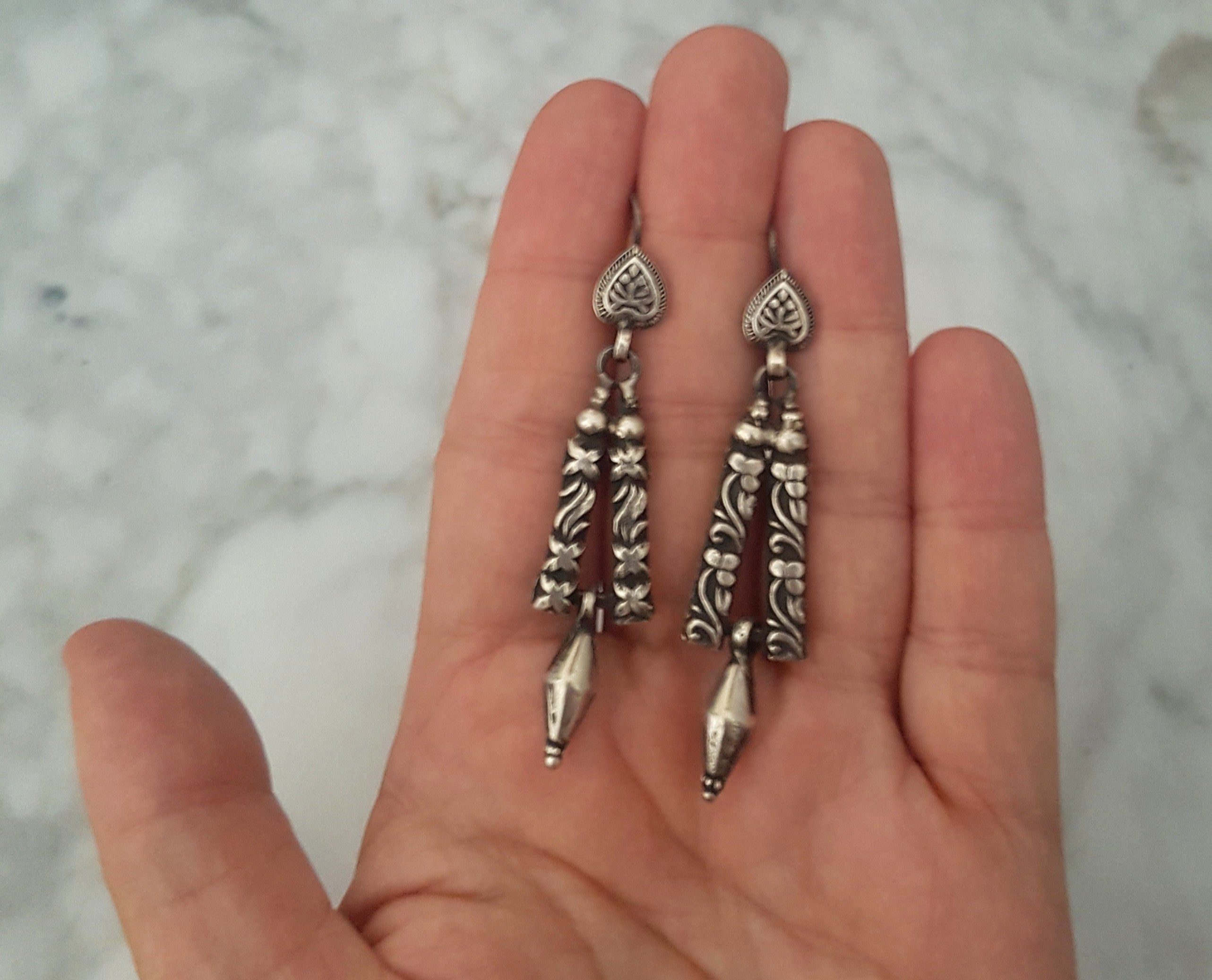 Rajasthani Silver Earrings with Dangle
