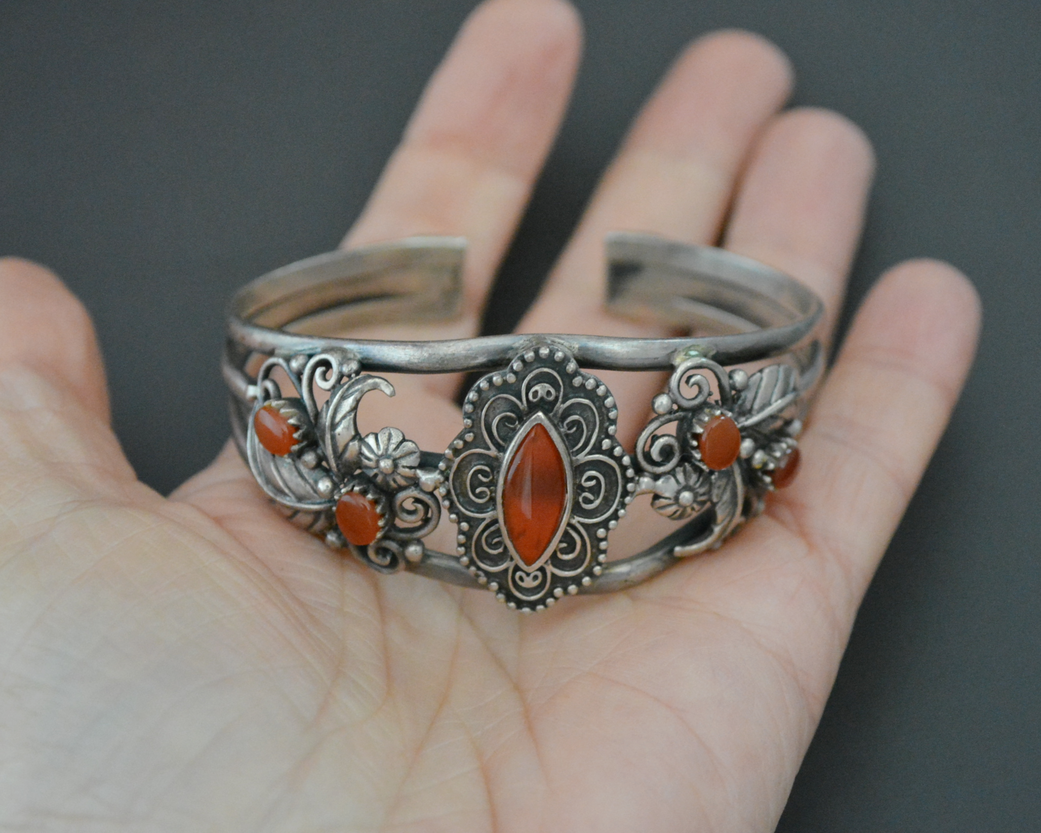 Native American Carnelian Cuff Bracelet