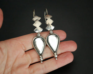 Old Gujarati Silver Mirrored Earrings