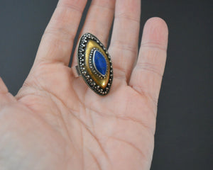Kazakh Lapis Lazuli Silver Gilded Ring - Size 7.25