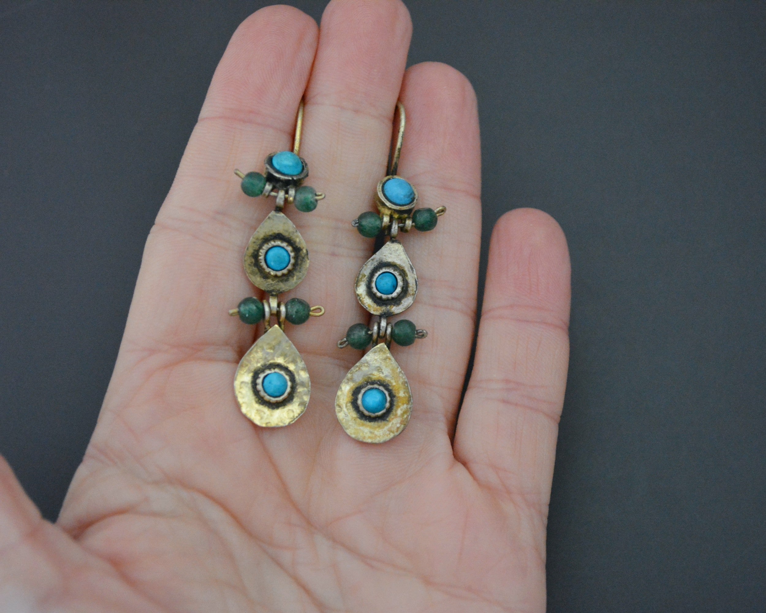 Gilded Uzbek Turquoise Earrings