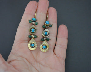 Gilded Uzbek Turquoise Earrings