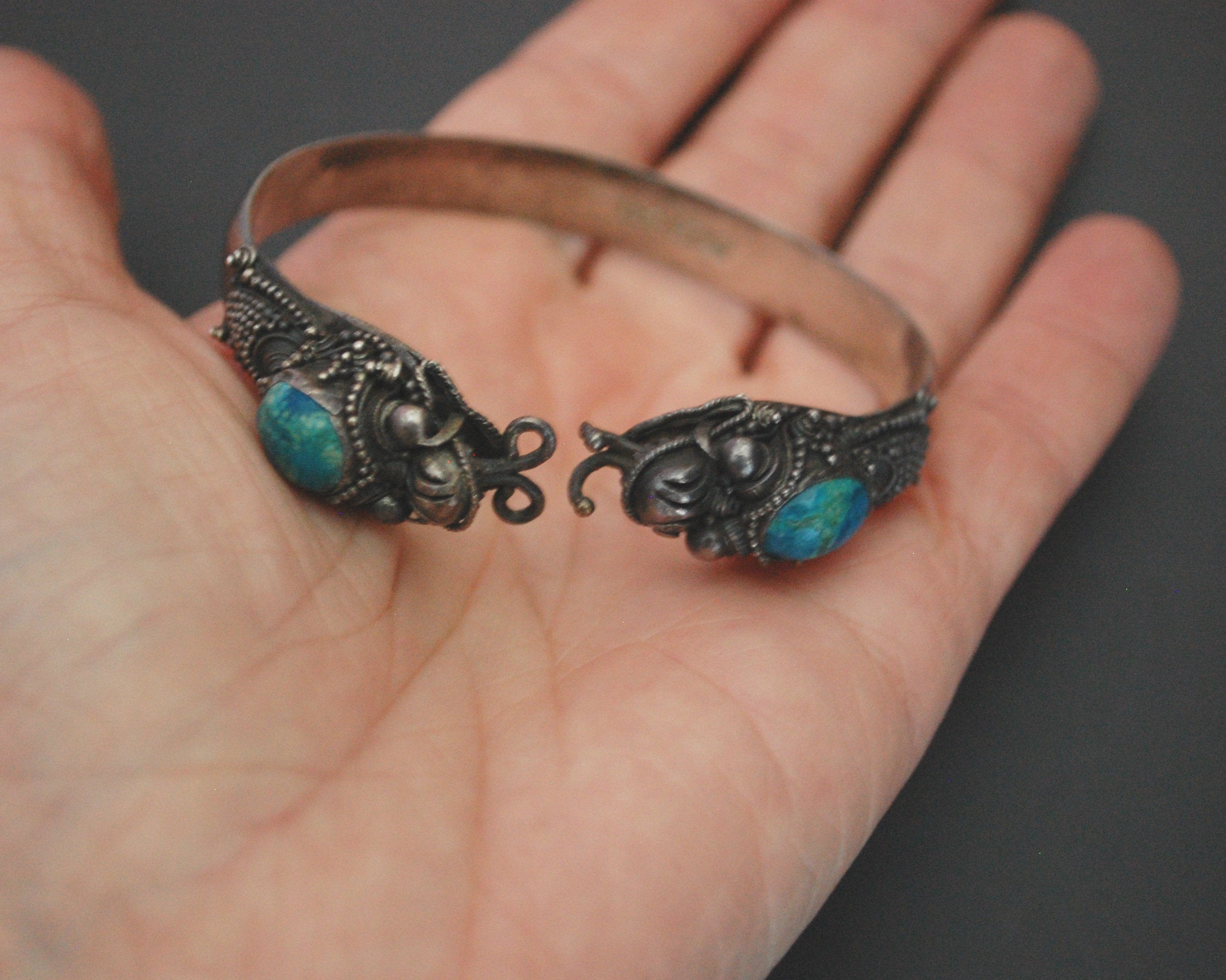 Balinese Dragon Bracelet with Chrysocolla - SMALL