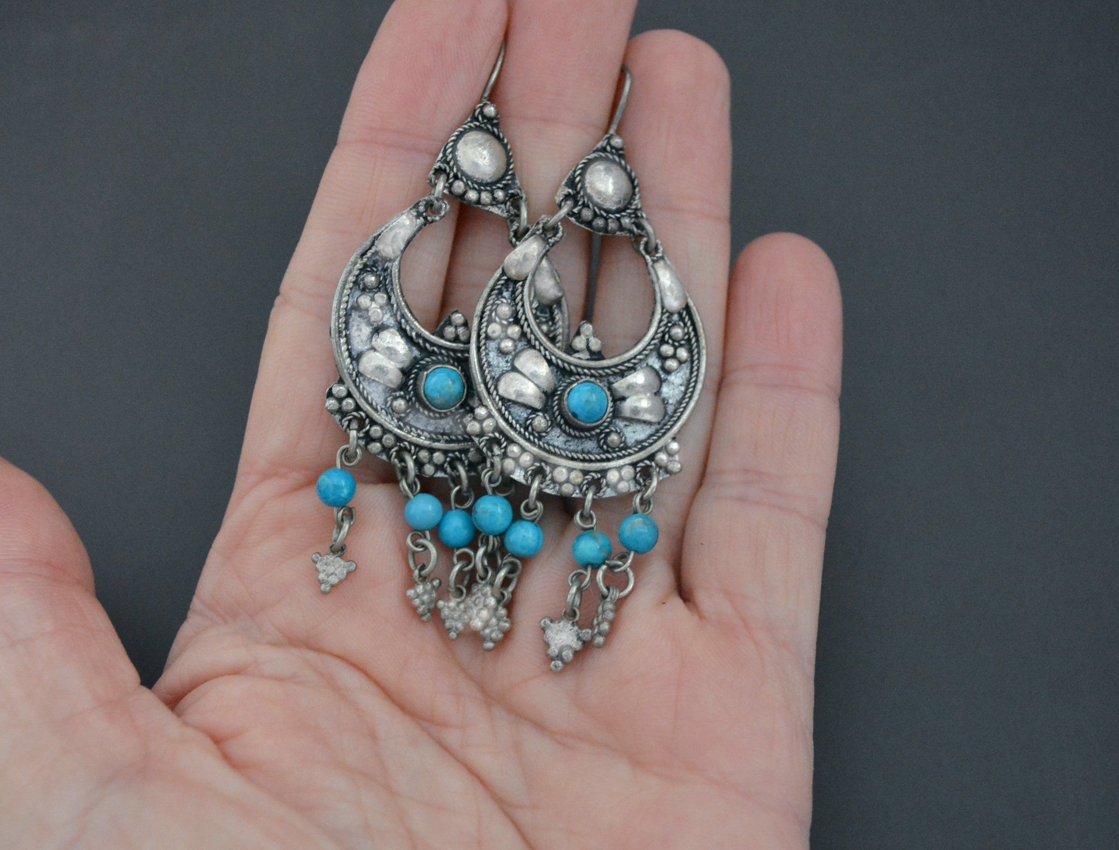 Ethnic Dangle Earrings with Turquoise