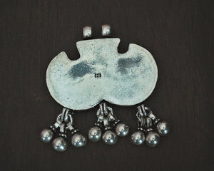 Rajasthani Silver Flower Pendant with Bells
