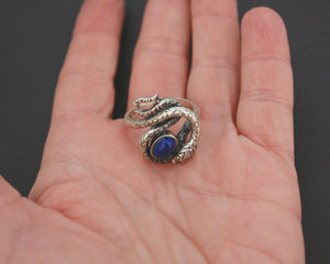 Snake Ring with Lapis Lazuli - Size 8