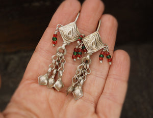Afghani Tassel Earrings with Glass Stones