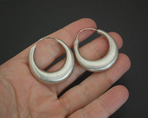 Ethnic Hoop Earrings with Brushed Matte Surface - MEDIUM