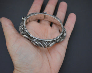 Small Ethnic Tribal Indian Silver Bracelet - Hinged