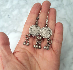 Reserved E. -Indian Coin Dangle Earrings with Bells