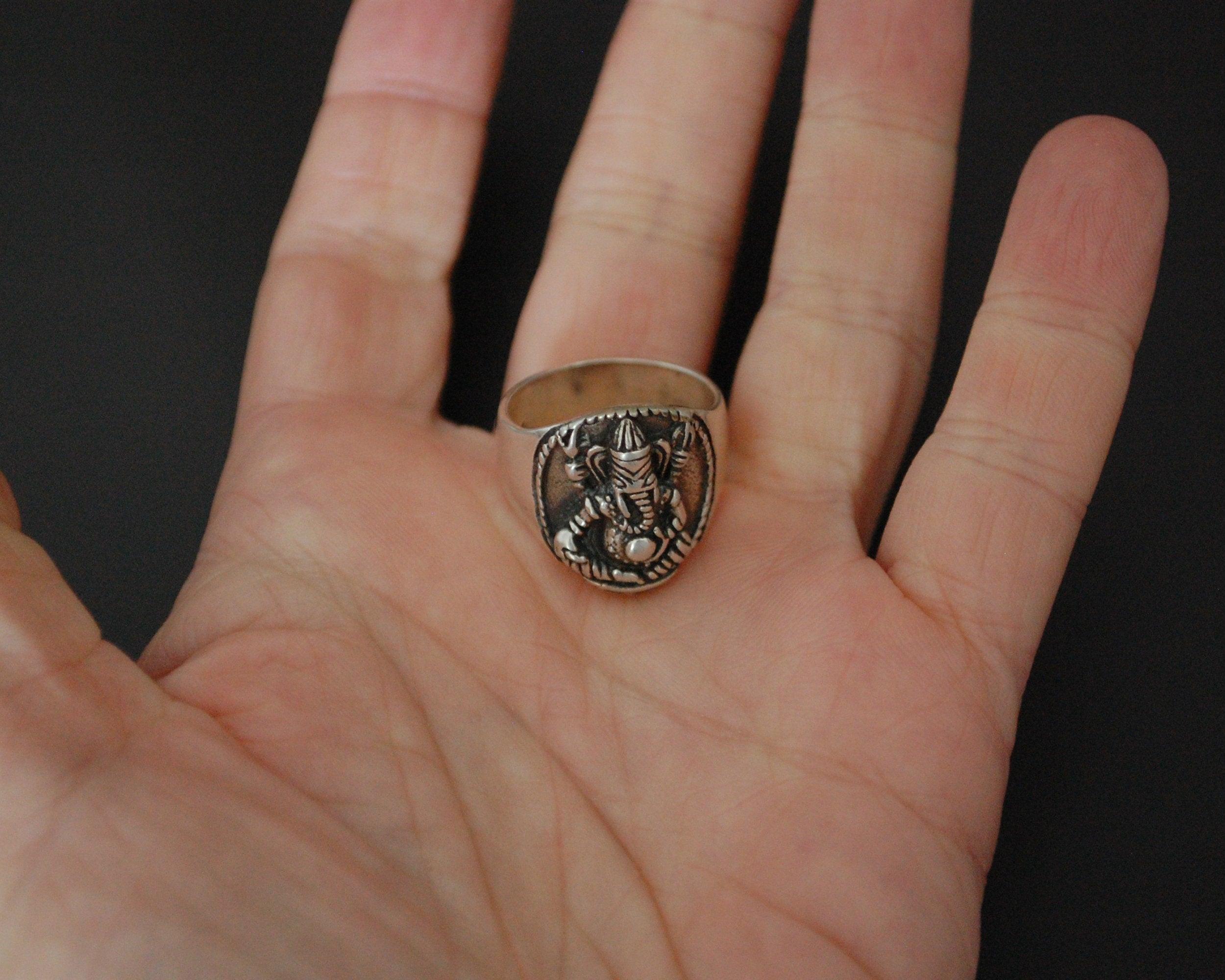 Ganesha Sterling Silver Ring - Size 7.75