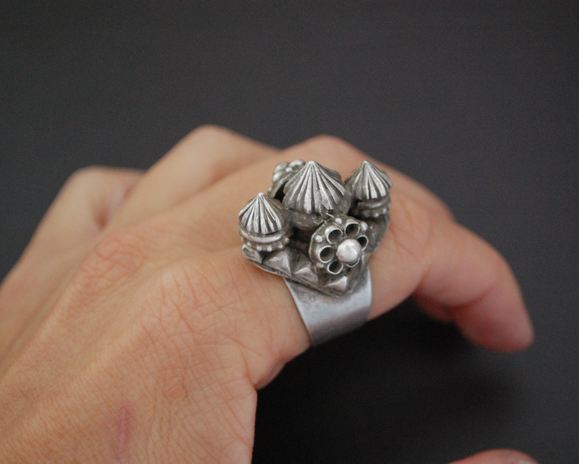Tribal Indian Silver Ring - Size 9 Adjustable