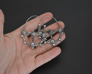 Afghani Tribal Hoop Earrings with Discs