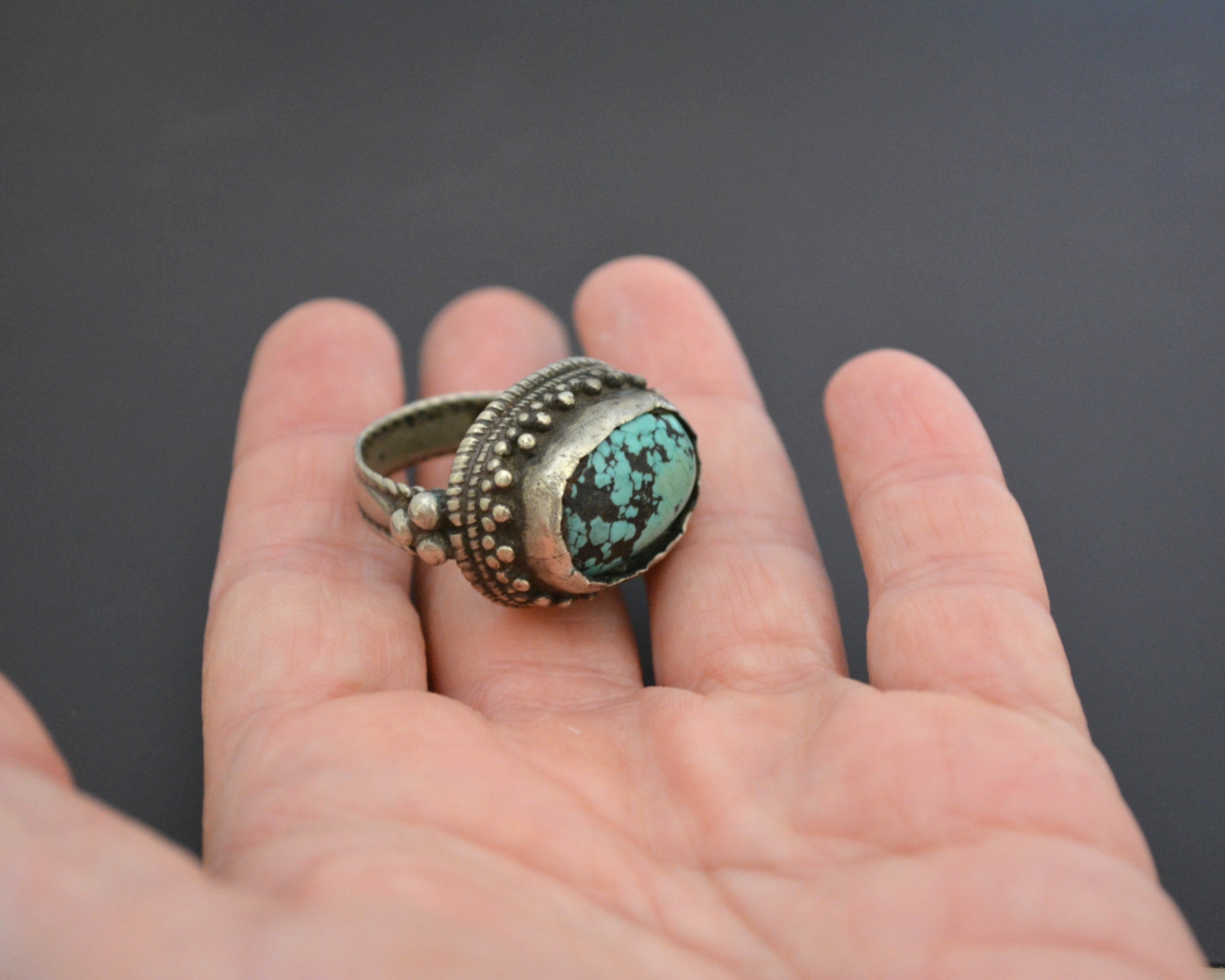 Antique Tibetan Turquoise Ring - Size 10