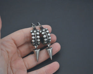 Ethnic Spike Hoop Earrings with Garnet