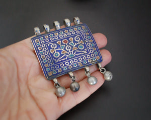 Multan Enamel Silver Pendant with Bells