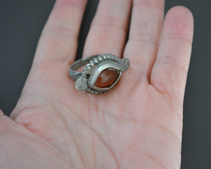 Vintage Afghani Evil Eye Carnelian Ring - Size 7.25